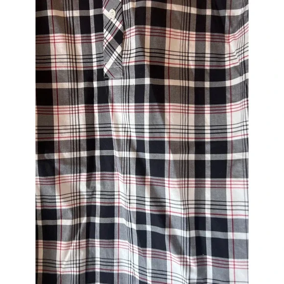 Talbots Womens White Black Red Plaid Tunic Shirt Wrinkle Resistant Size 12 - Picture 5 of 6